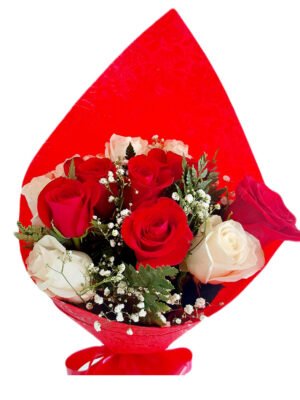 Bouquet de 24 rosas rojas y blancas