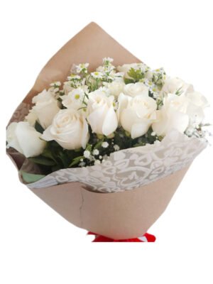 Bouquet de 18 rosas blancas