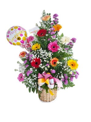 Arreglo de 12 gerberas con globo