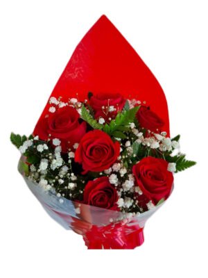 Bouquet de 6 rosas rojas