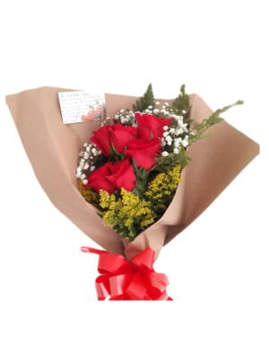 Bouquet de 6 rosas rojas