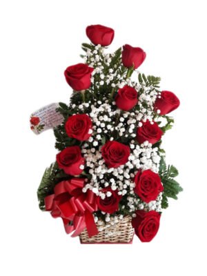 Arreglo de 12 rosas rojas