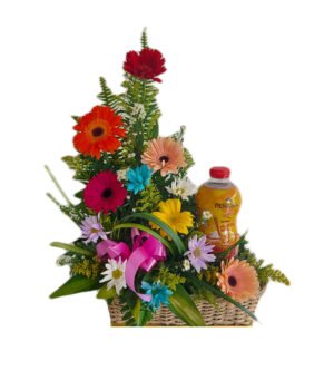 Arreglo de 6 gerberas variadas con sangría