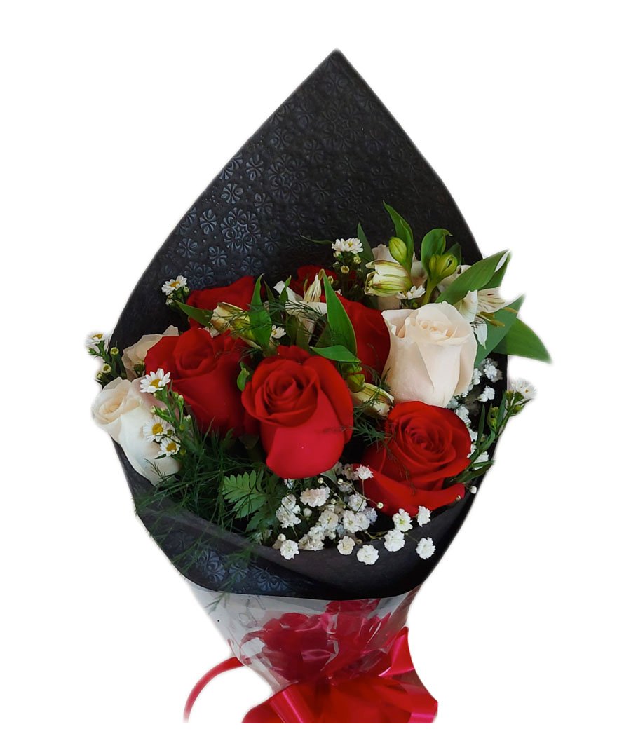 Bouquet de 8 rosas con astromelias | Floristeria Mil Flores