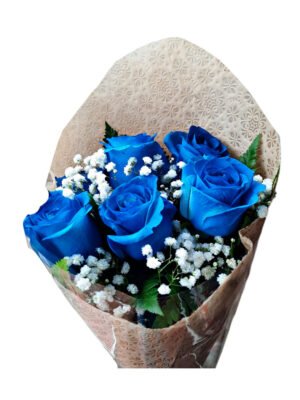 Bouquet de 6 rosas azules